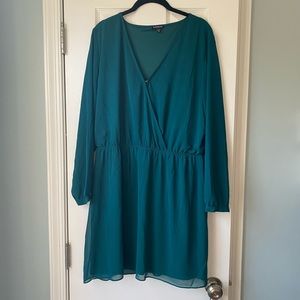 Long sleeve emerald sheer dress